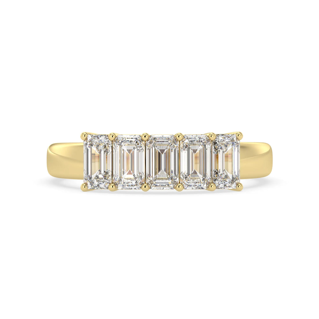 OctaPearl Emerald Cut Lab Grown Diamond Five Stone Engagement Ring