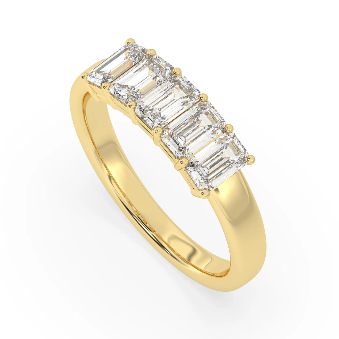 OctaPearl Emerald Cut Lab Grown Diamond Five Stone Engagement Ring