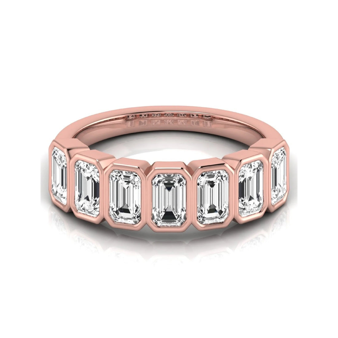 OctaPearl Bezel Set Emerald Lab Grown Diamond Half Eternity Wedding Band