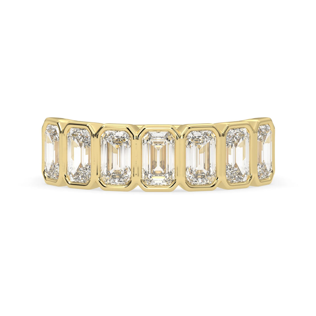 OctaPearl Bezel Set Emerald Lab Grown Diamond Half Eternity Wedding Band