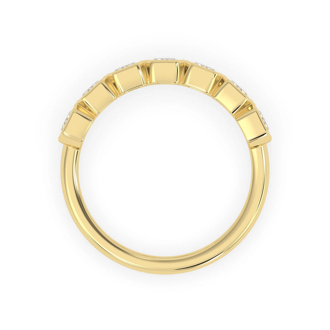 OctaPearl Bezel Set Emerald Lab Grown Diamond Half Eternity Wedding Band