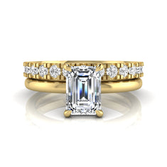 OctaPearl 1 ct Emerald Cut Lab Grown Diamond Bridal Ring Set