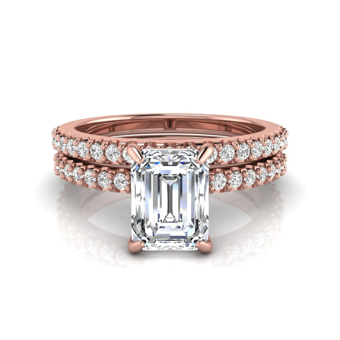 OctaPearl 1.5 ct Emerald Cut Lab Grown Diamond Bridal Ring Set