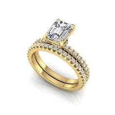 OctaPearl 1.5 ct Emerald Cut Lab Grown Diamond Bridal Ring Set - alternate view