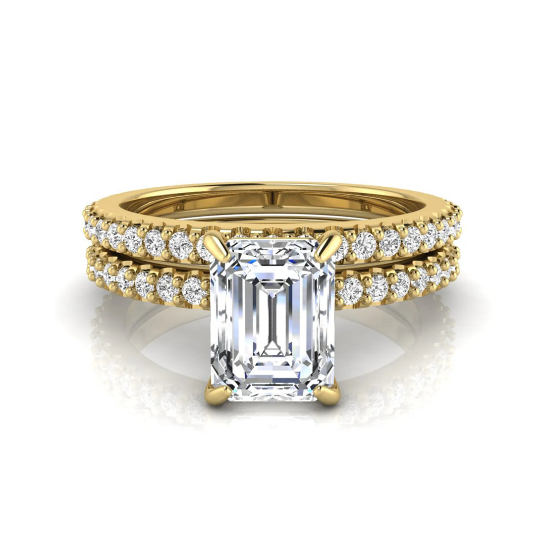 OctaPearl 1.5 ct Emerald Cut Lab Grown Diamond Bridal Ring Set
