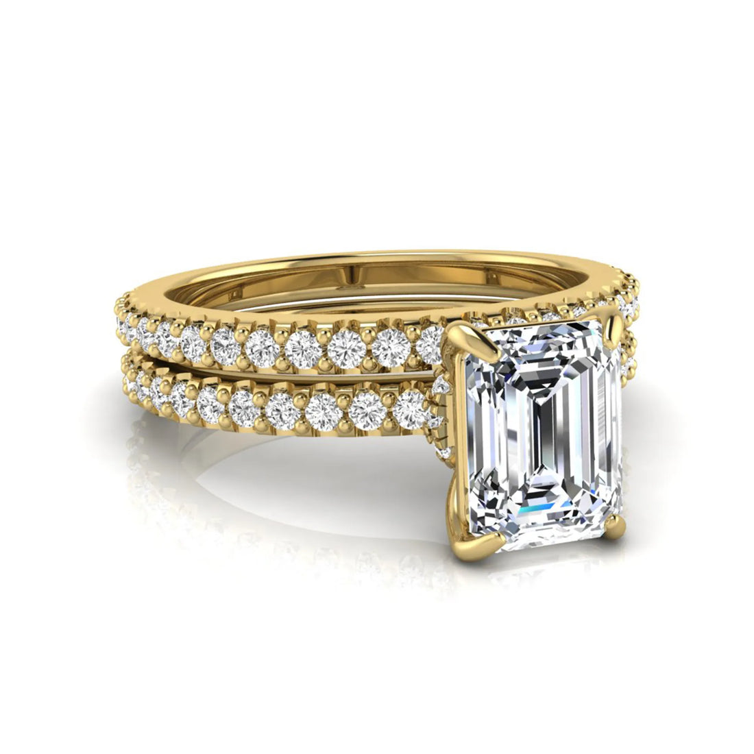 OctaPearl 1.5 ct Emerald Cut Lab Grown Diamond Bridal Ring Set