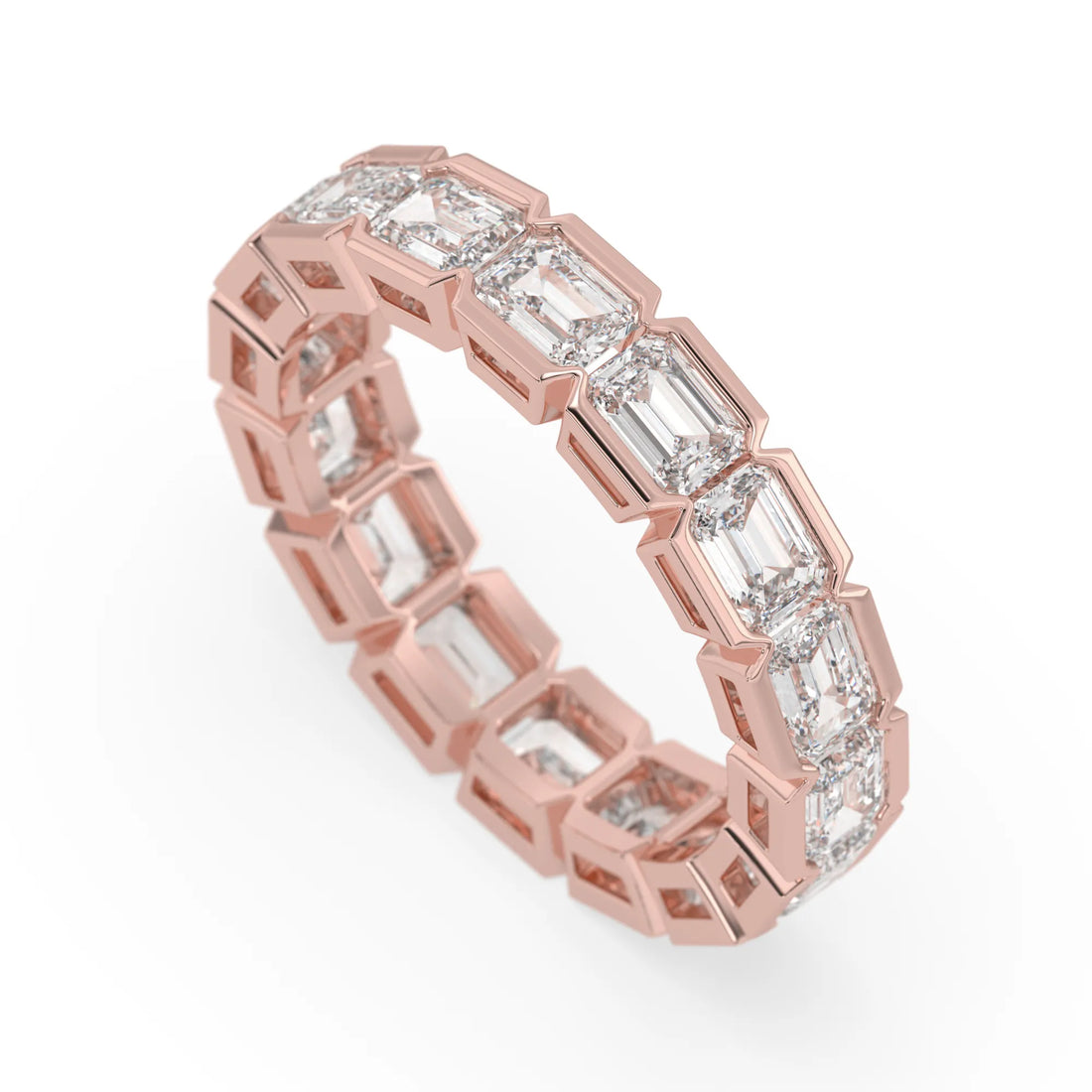 OctaPearl Emerald Cut Lab Grown Diamond Full Eternity Wedding Band