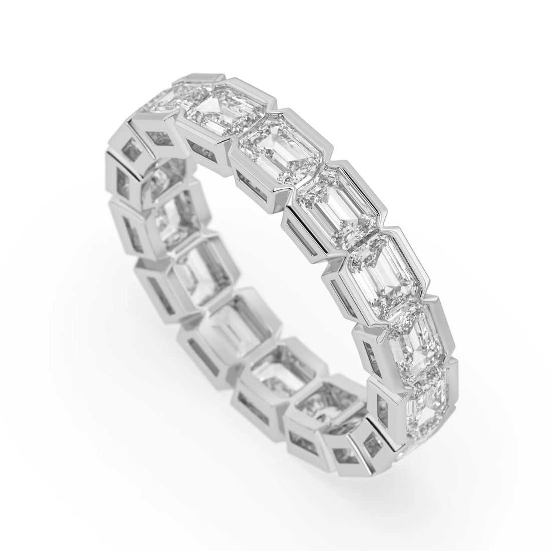 OctaPearl Emerald Cut Lab Grown Diamond Full Eternity Wedding Band