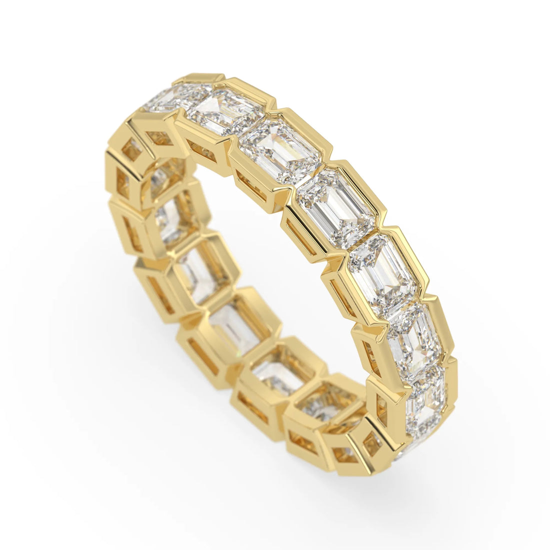 OctaPearl Emerald Cut Lab Grown Diamond Full Eternity Wedding Band