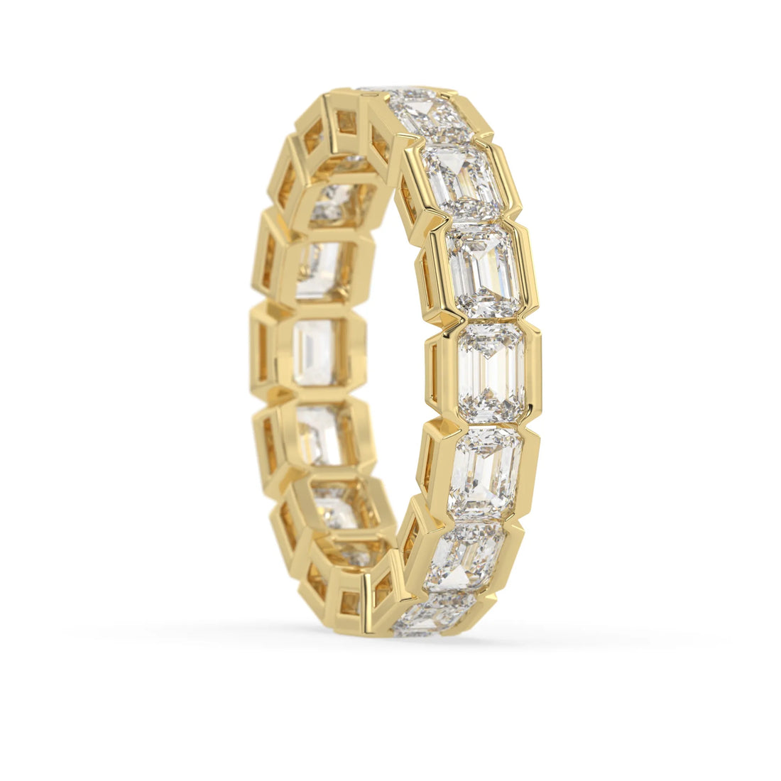 OctaPearl Emerald Cut Lab Grown Diamond Full Eternity Wedding Band
