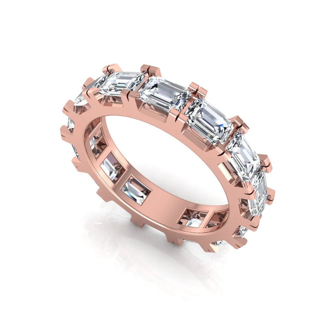 OctaPearl Emerald Cut Lab Grown Diamond Full Eternity Wedding Band