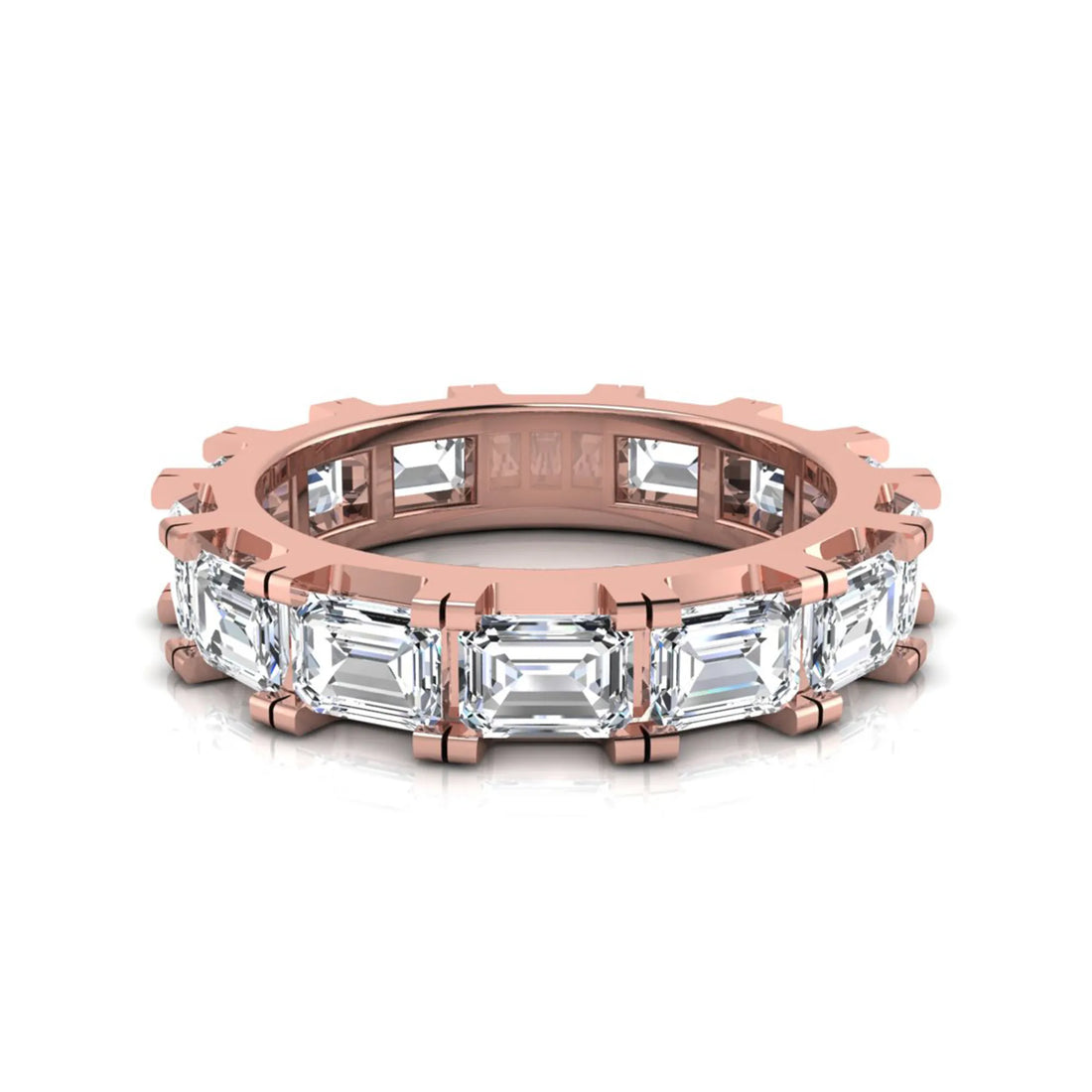 OctaPearl Emerald Cut Lab Grown Diamond Full Eternity Wedding Band