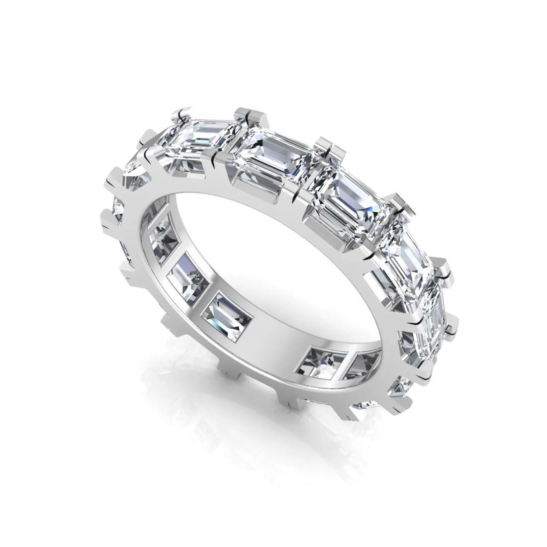 OctaPearl Emerald Cut Lab Grown Diamond Full Eternity Wedding Band