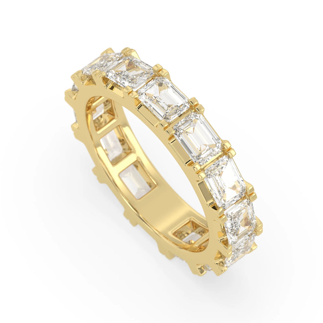 OctaPearl Emerald Cut Lab Grown Diamond Full Eternity Wedding Band