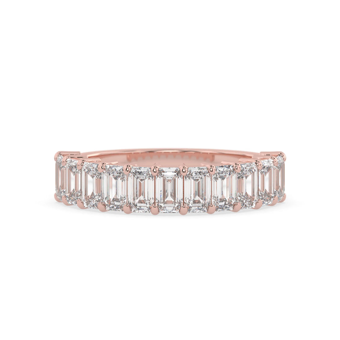 OctaPearl Emerald Cut Lab Grown Diamond Stackable Half Eternity Wedding Band