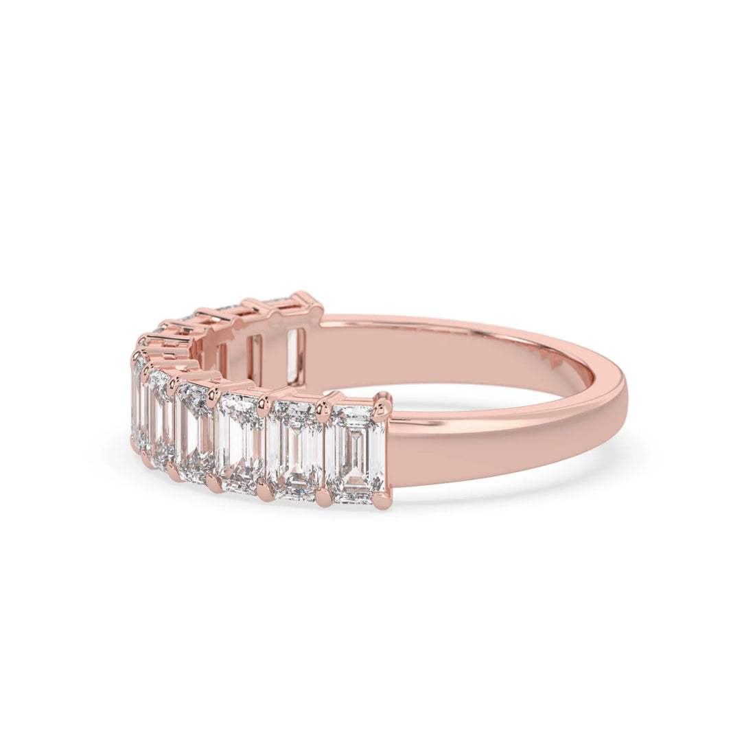 OctaPearl Emerald Cut Lab Grown Diamond Stackable Half Eternity Wedding Band