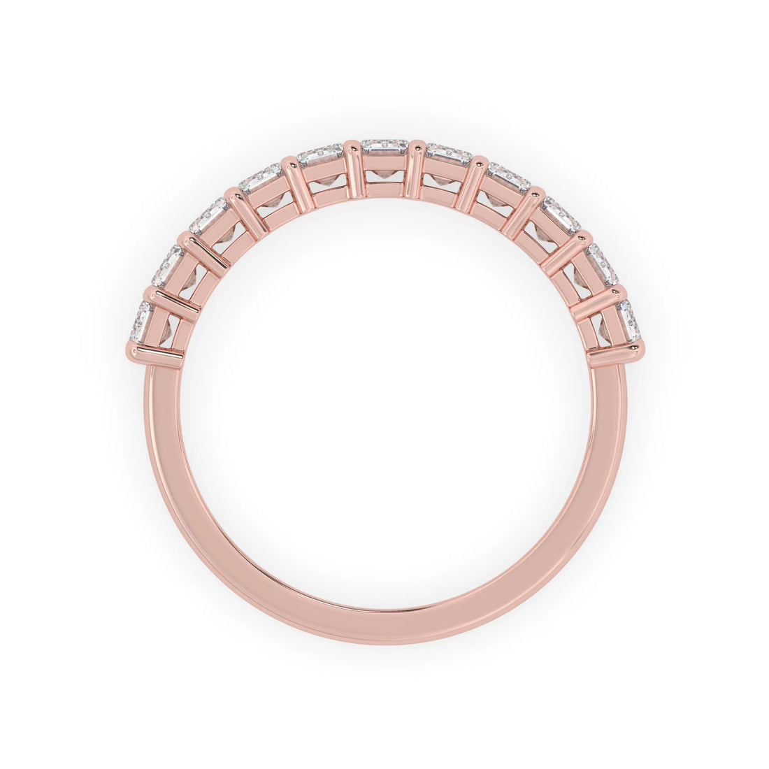 OctaPearl Emerald Cut Lab Grown Diamond Stackable Half Eternity Wedding Band