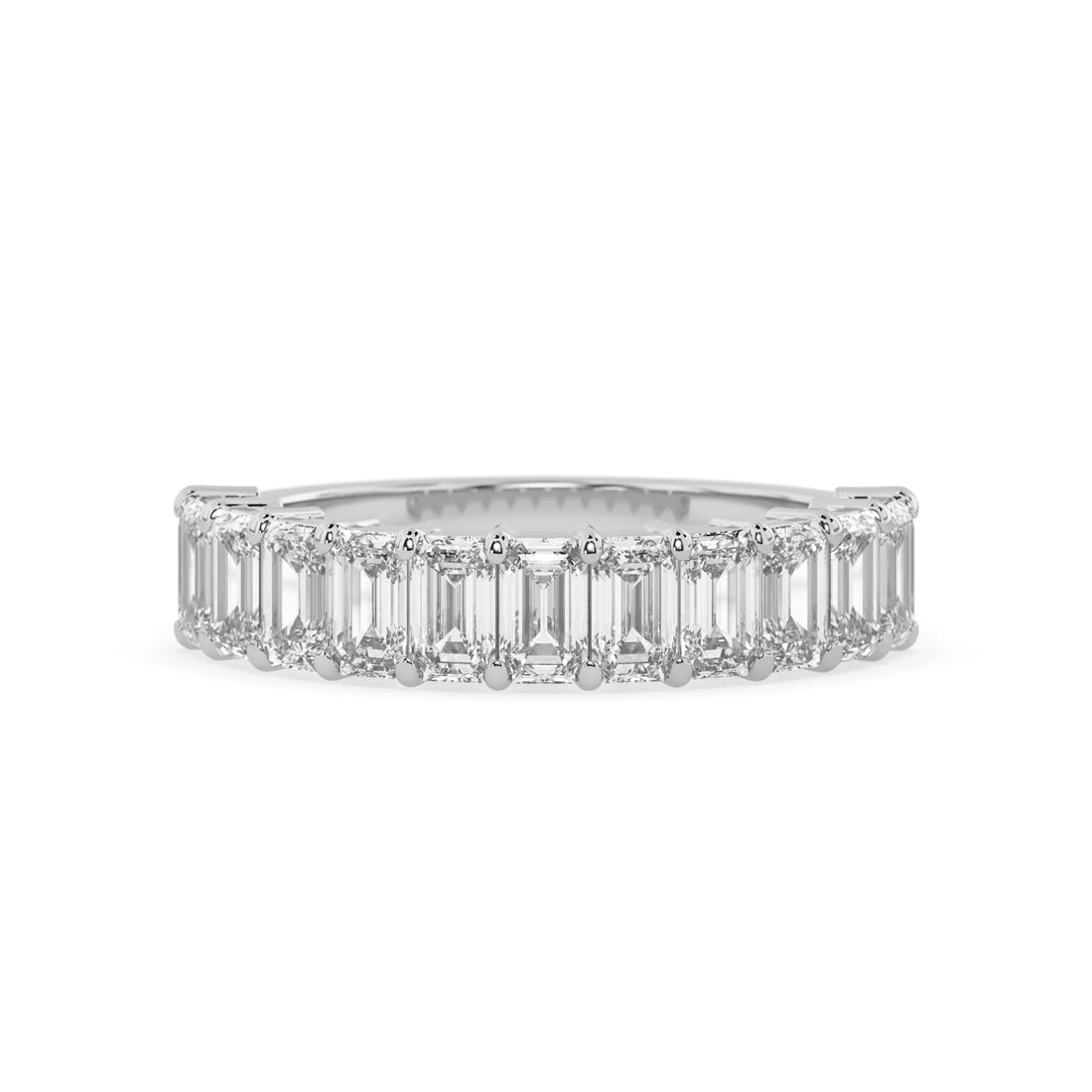 OctaPearl Emerald Cut Lab Grown Diamond Stackable Half Eternity Wedding Band
