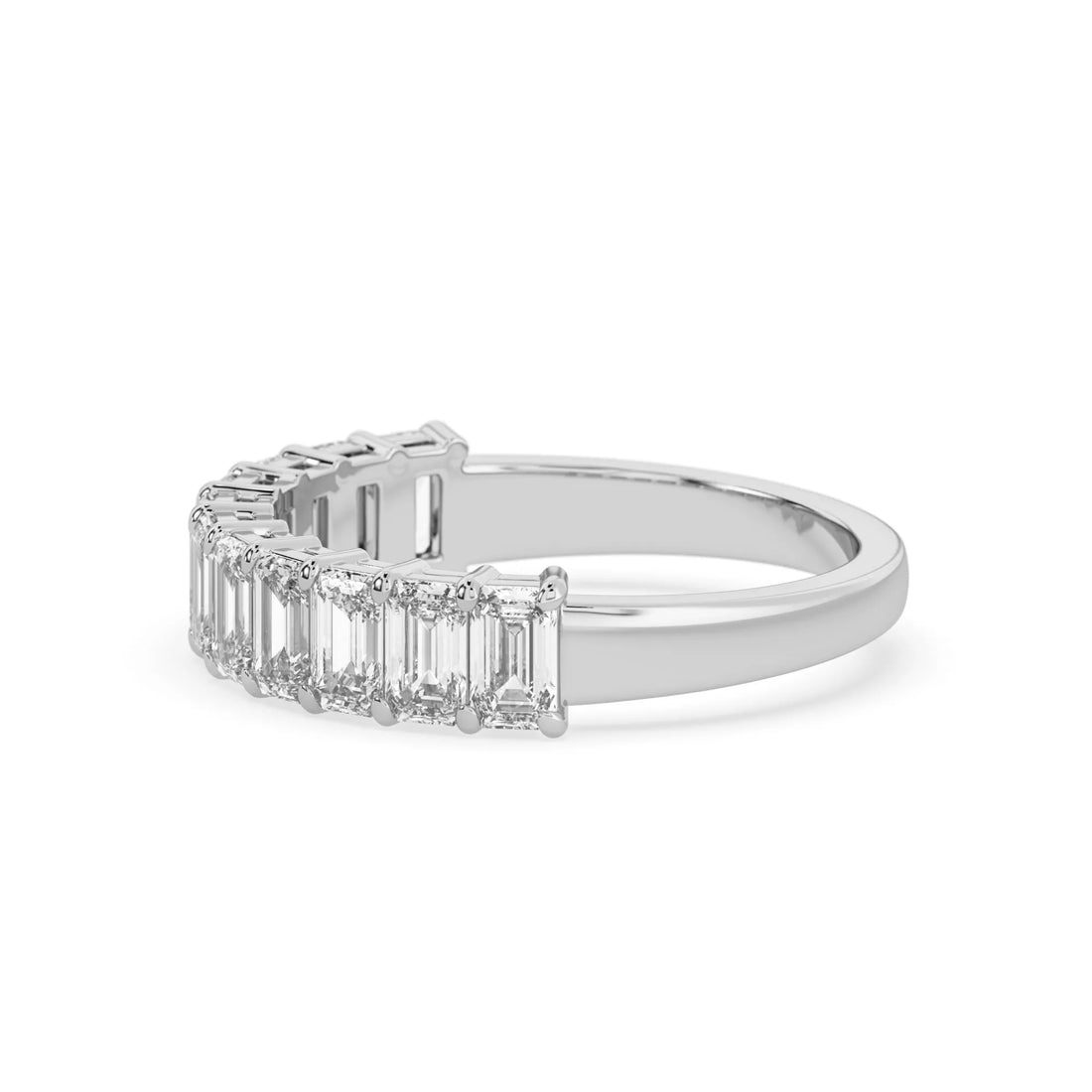 OctaPearl Emerald Cut Lab Grown Diamond Stackable Half Eternity Wedding Band