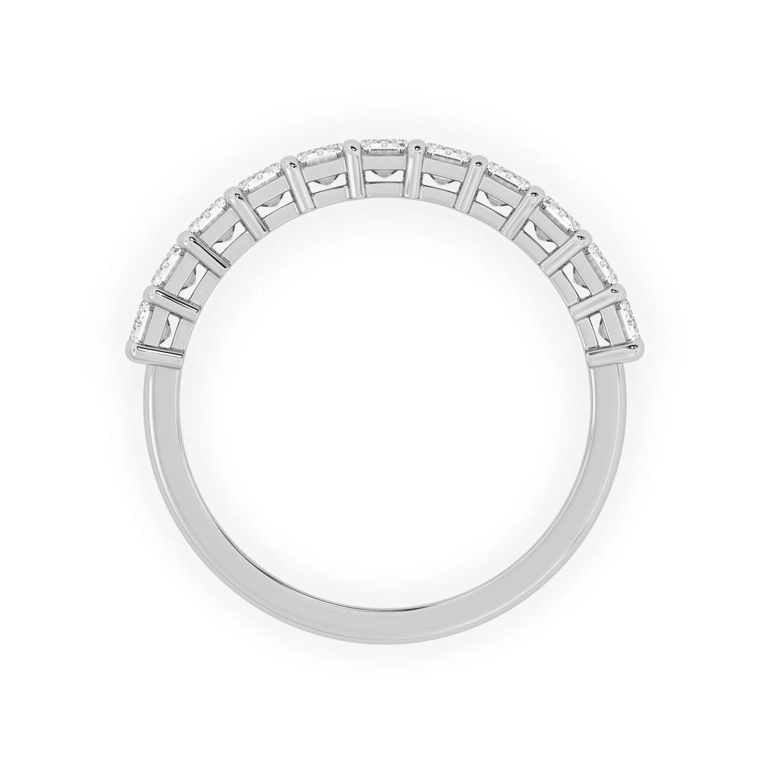OctaPearl Emerald Cut Lab Grown Diamond Stackable Half Eternity Wedding Band