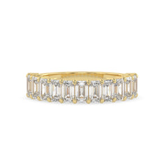 OctaPearl Emerald Cut Lab Grown Diamond Stackable Half Eternity Wedding Band