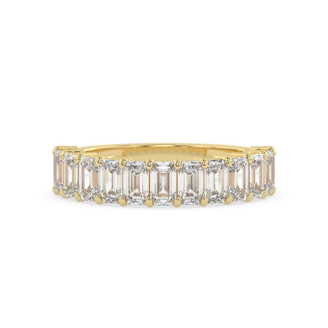 OctaPearl Emerald Cut Lab Grown Diamond Stackable Half Eternity Wedding Band