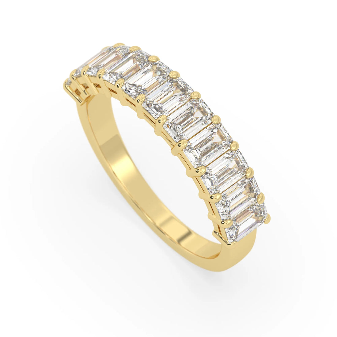 OctaPearl Emerald Cut Lab Grown Diamond Stackable Half Eternity Wedding Band