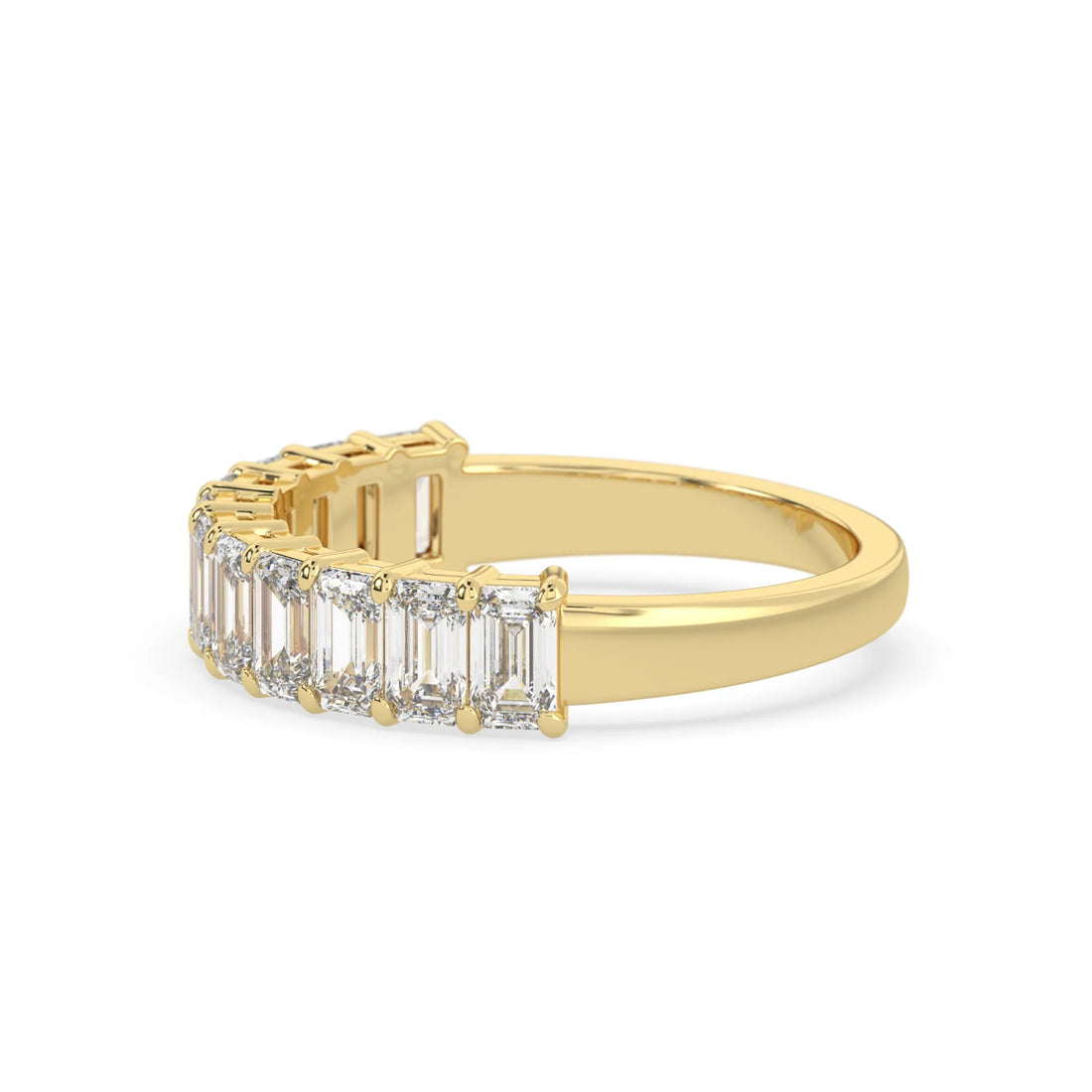 OctaPearl Emerald Cut Lab Grown Diamond Stackable Half Eternity Wedding Band