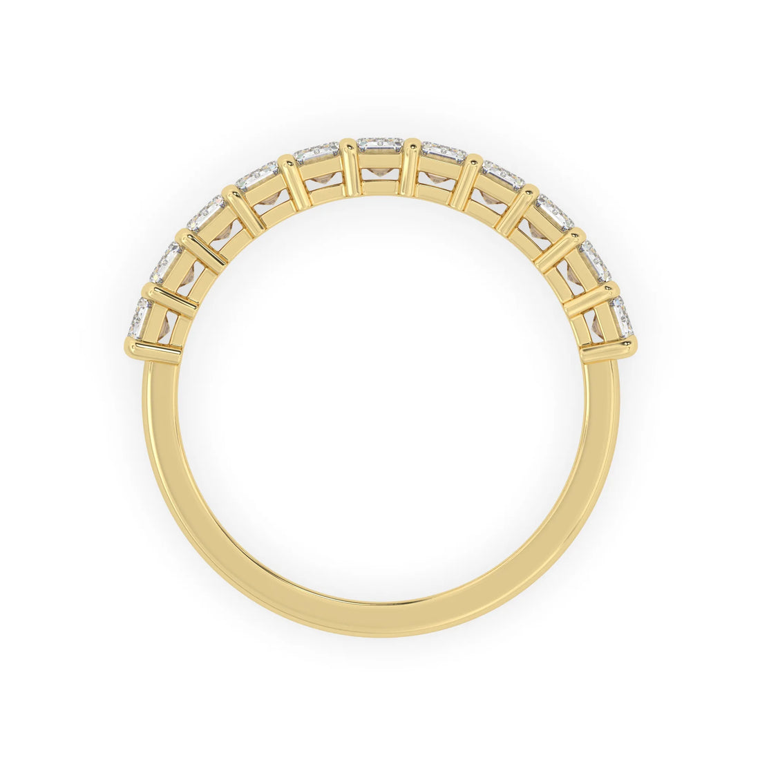 OctaPearl Emerald Cut Lab Grown Diamond Stackable Half Eternity Wedding Band