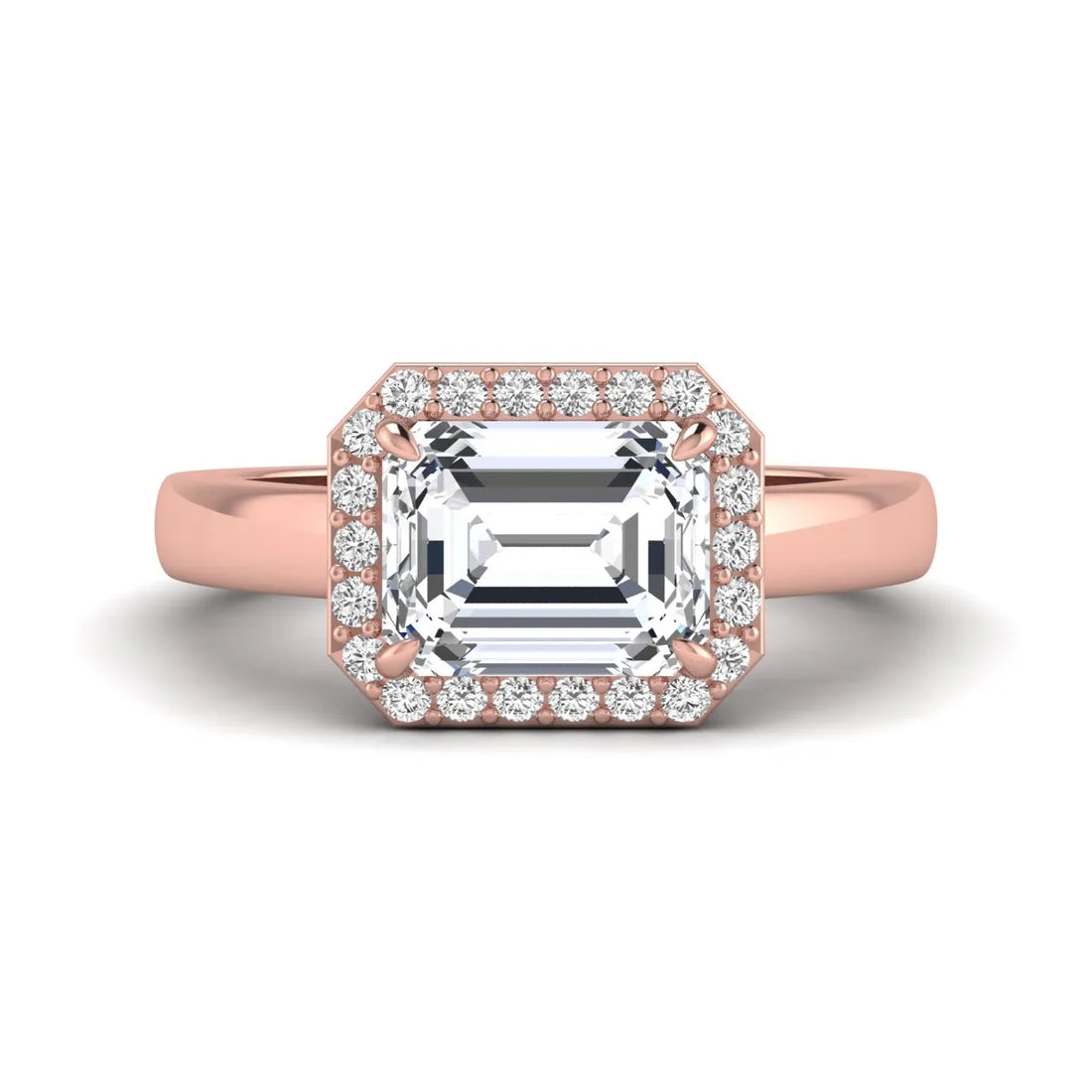 OctaPearl 2.5 ct Emerald Cut Lab Grown Diamond Halo Engagement Ring