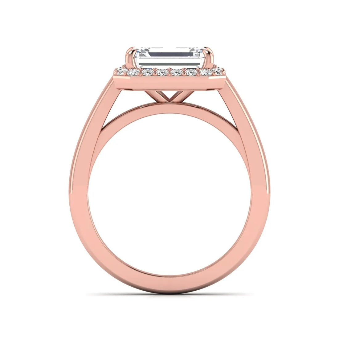 OctaPearl 2.5 ct Emerald Cut Lab Grown Diamond Halo Engagement Ring