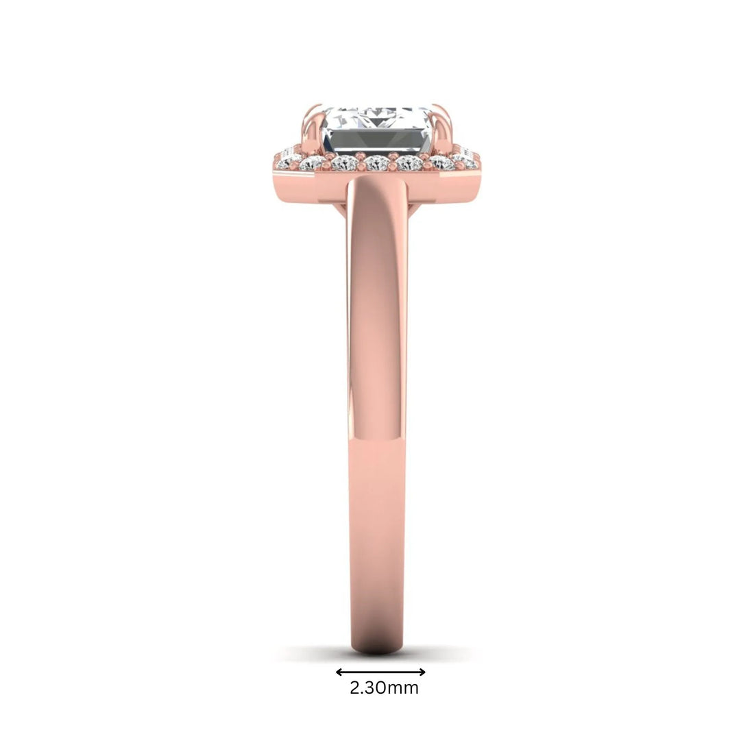 OctaPearl 2.5 ct Emerald Cut Lab Grown Diamond Halo Engagement Ring