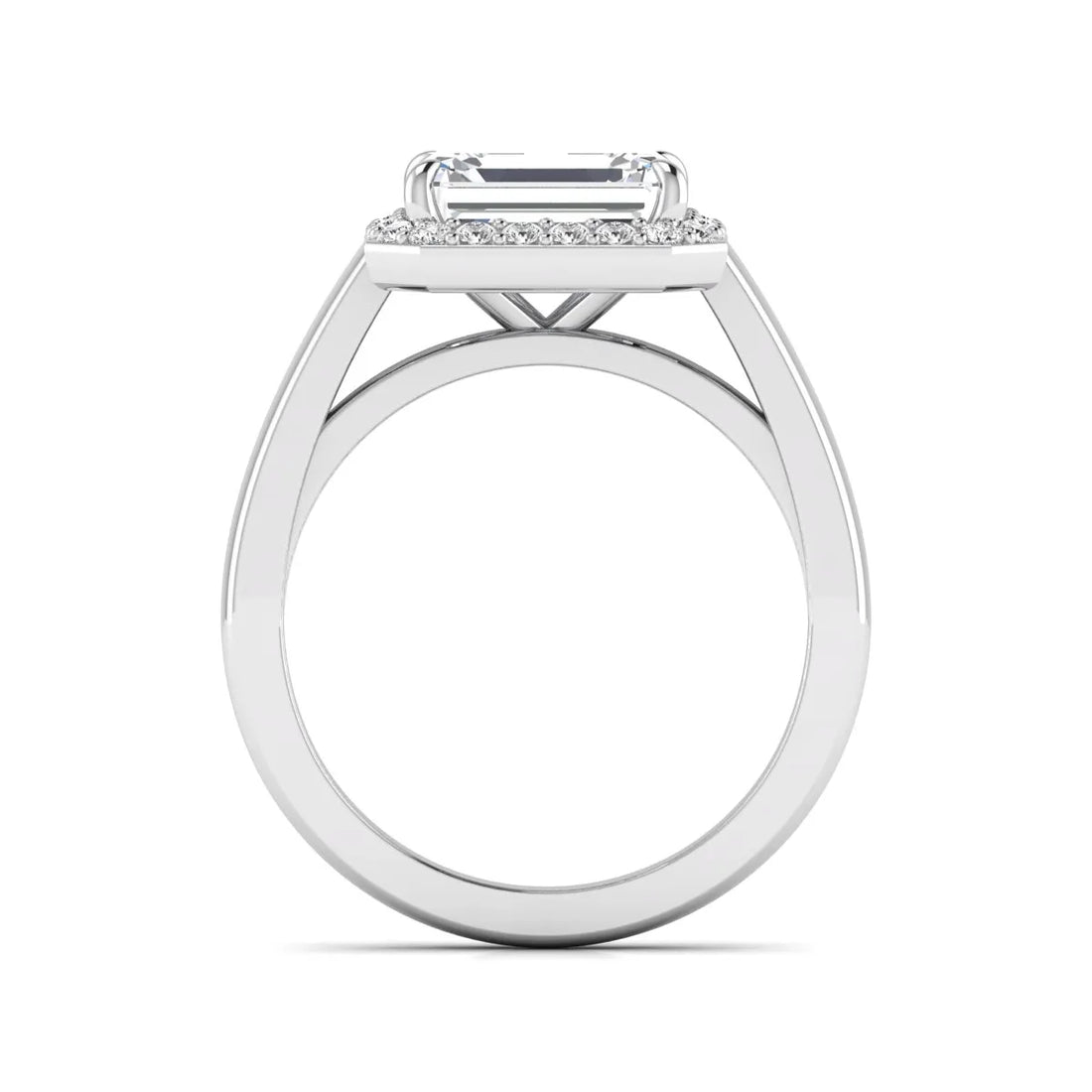 OctaPearl 2.5 ct Emerald Cut Lab Grown Diamond Halo Engagement Ring