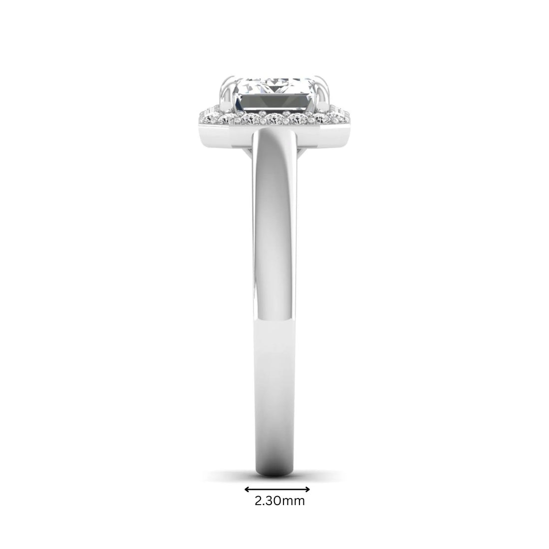 OctaPearl 2.5 ct Emerald Cut Lab Grown Diamond Halo Engagement Ring