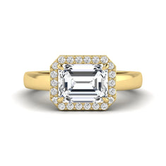 OctaPearl 2.5 ct Emerald Cut Lab Grown Diamond Halo Engagement Ring