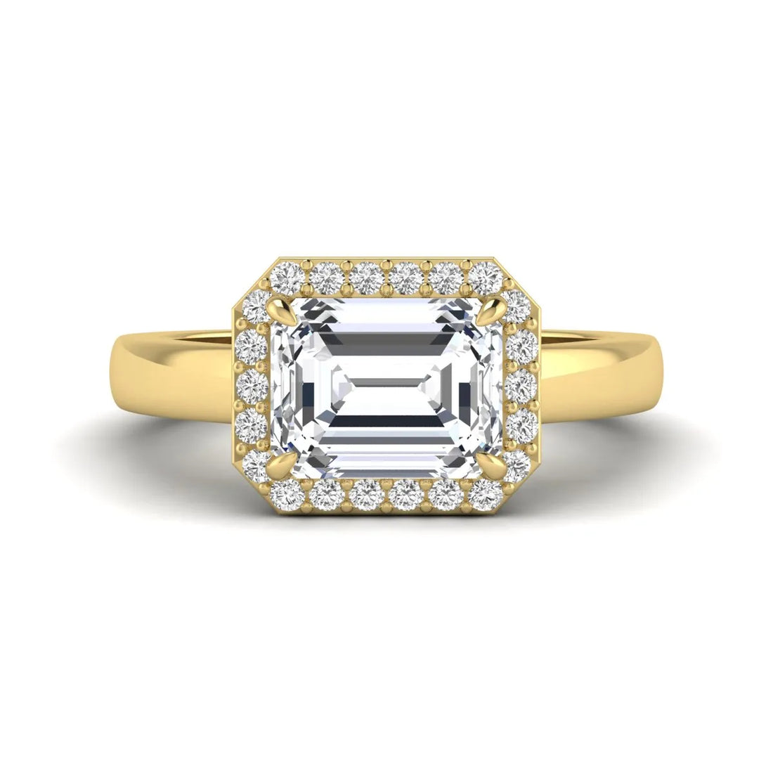 OctaPearl 2.5 ct Emerald Cut Lab Grown Diamond Halo Engagement Ring