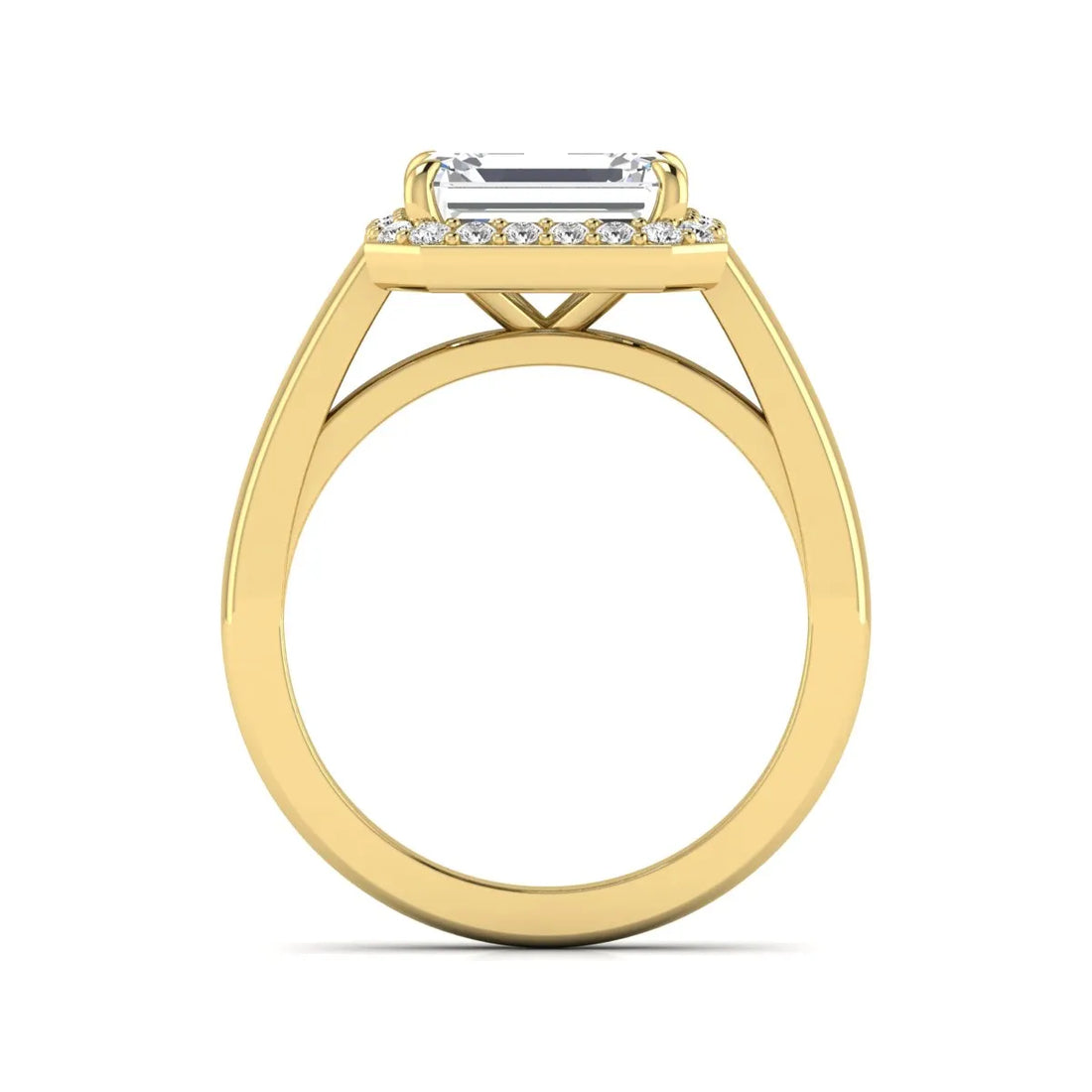 OctaPearl 2.5 ct Emerald Cut Lab Grown Diamond Halo Engagement Ring