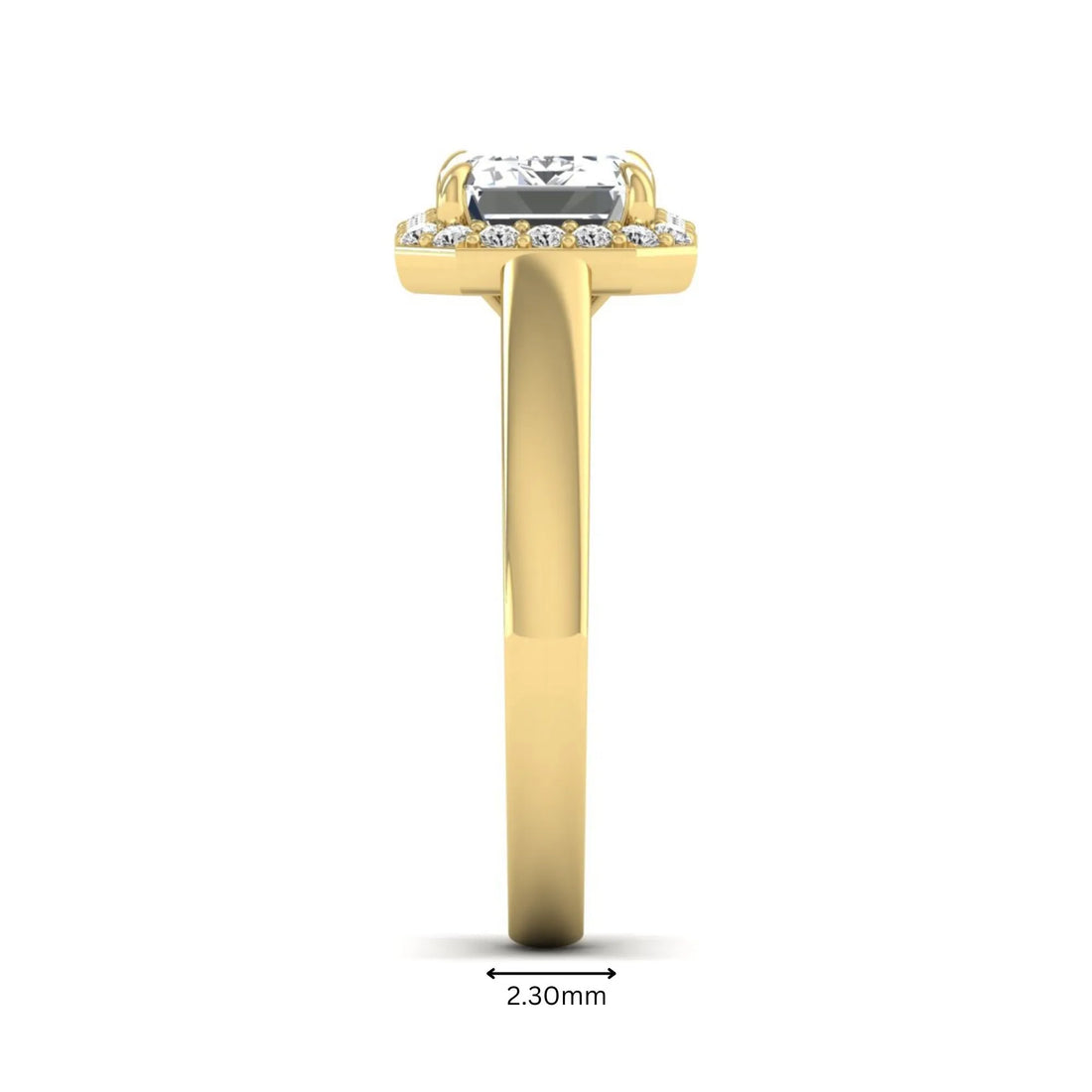 OctaPearl 2.5 ct Emerald Cut Lab Grown Diamond Halo Engagement Ring