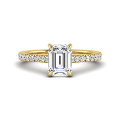 OctaPearl 1.5 ct Emerald Cut Lab Grown Diamond Hidden Halo Pavé Engagement Ring