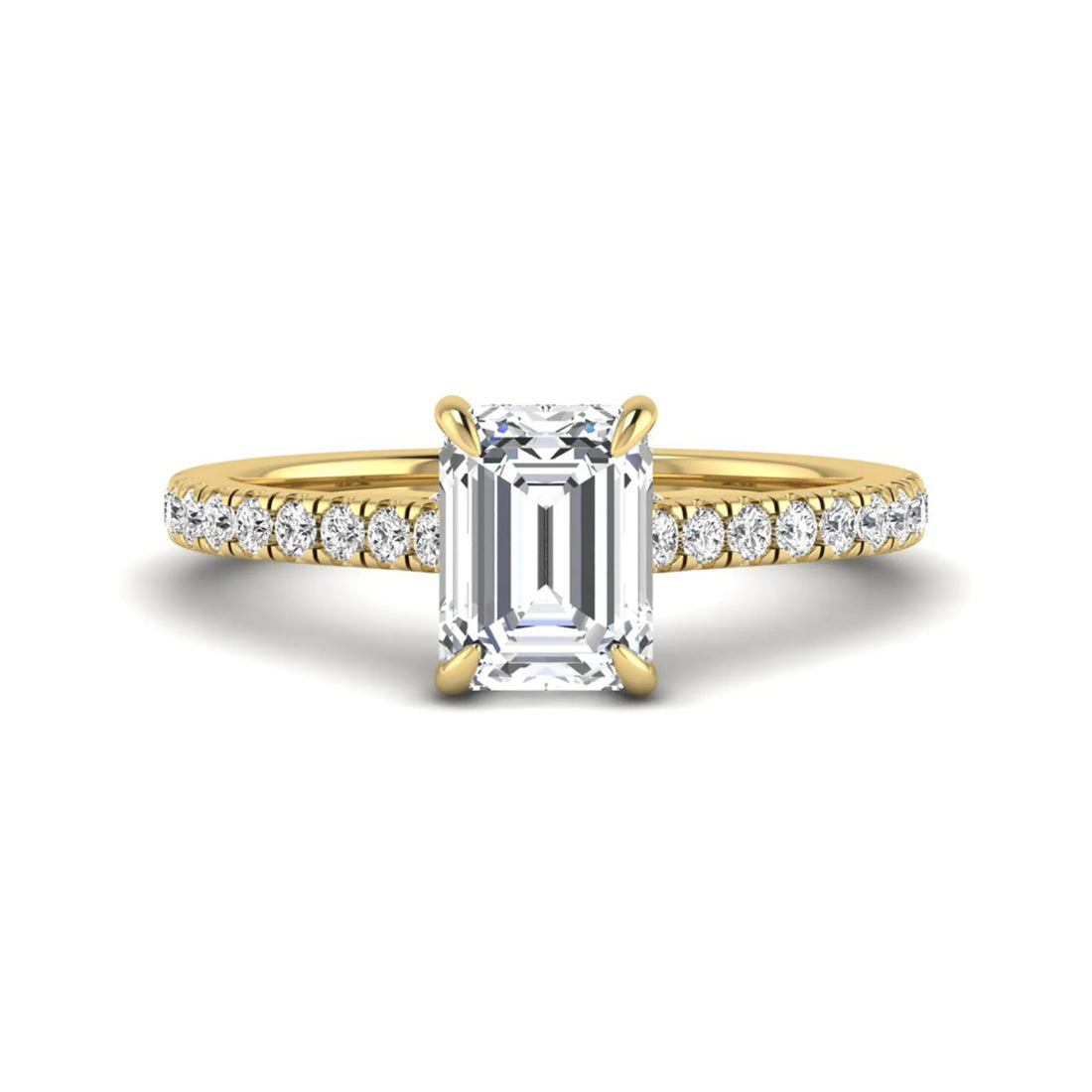 OctaPearl 1.5 ct Emerald Cut Lab Grown Diamond Hidden Halo Pavé Engagement Ring