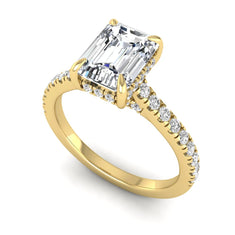 OctaPearl 1.5 ct Emerald Cut Lab Grown Diamond Hidden Halo Pavé Engagement Ring - alternate view