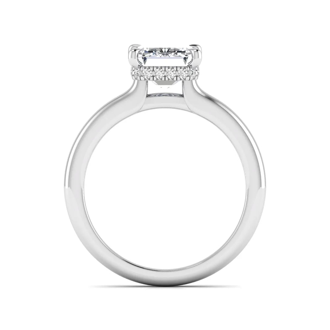 OctaPearl 3 ct Emerald Cut Lab Grown Diamond Hidden Halo Solitaire Engagement Ring