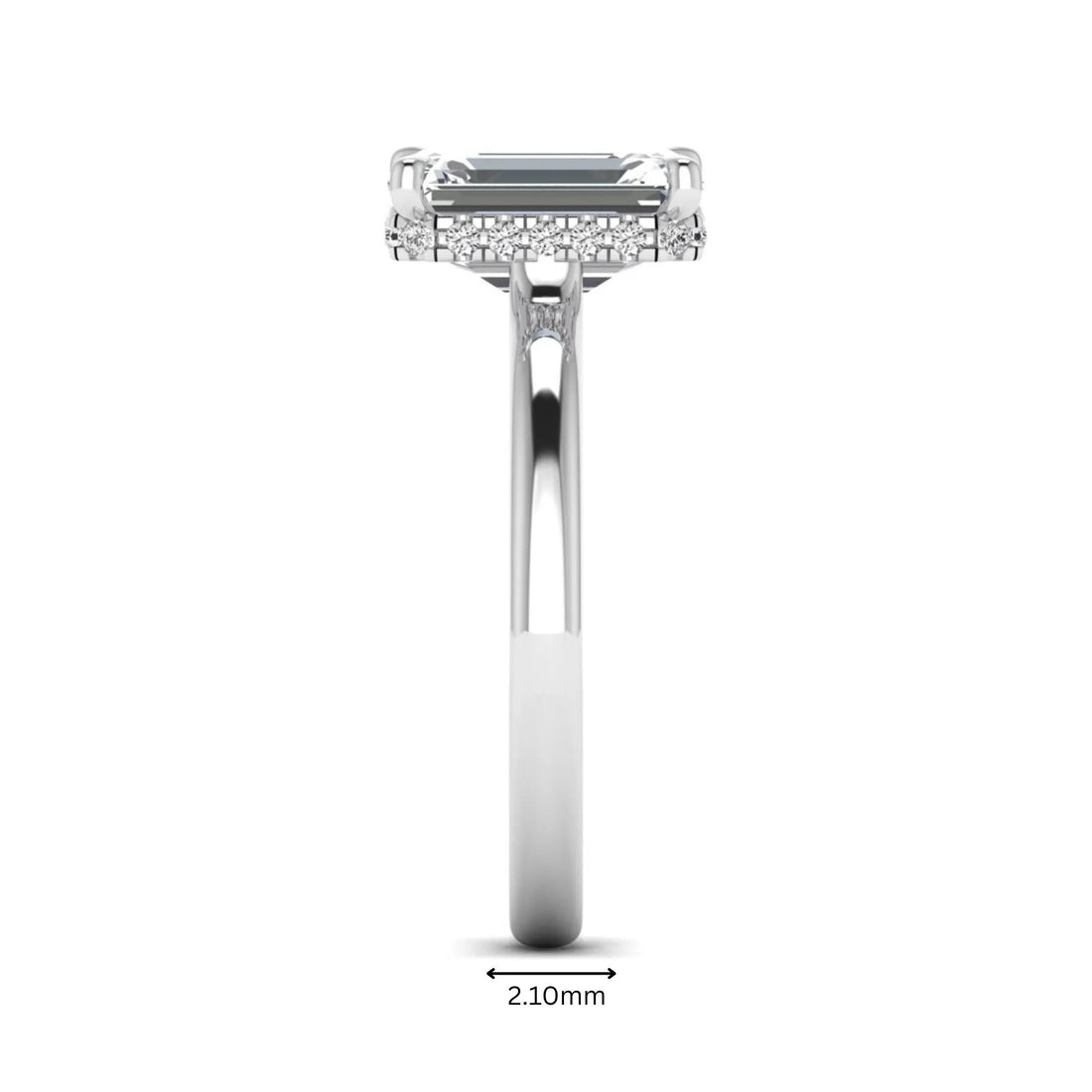 OctaPearl 3 ct Emerald Cut Lab Grown Diamond Hidden Halo Solitaire Engagement Ring
