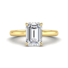 OctaPearl 3 ct Emerald Cut Lab Grown Diamond Hidden Halo Solitaire Engagement Ring