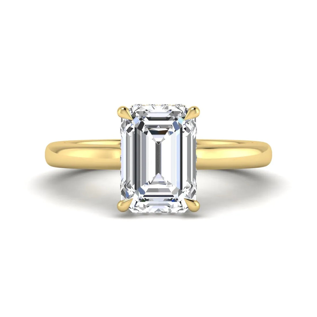 OctaPearl 3 ct Emerald Cut Lab Grown Diamond Hidden Halo Solitaire Engagement Ring
