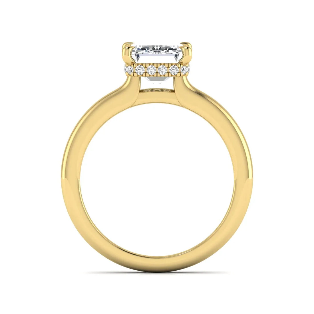 OctaPearl 3 ct Emerald Cut Lab Grown Diamond Hidden Halo Solitaire Engagement Ring