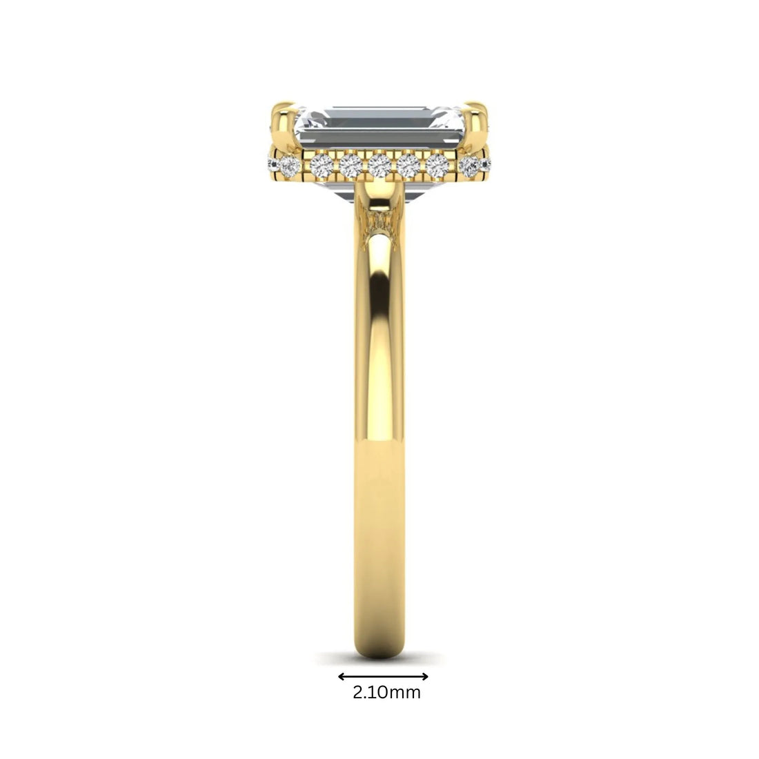 OctaPearl 3 ct Emerald Cut Lab Grown Diamond Hidden Halo Solitaire Engagement Ring