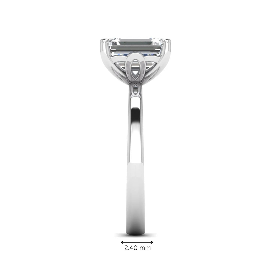 OctaPearl 2.5 ct Emerald Cut Lab Grown Diamond Solitaire Engagement Ring