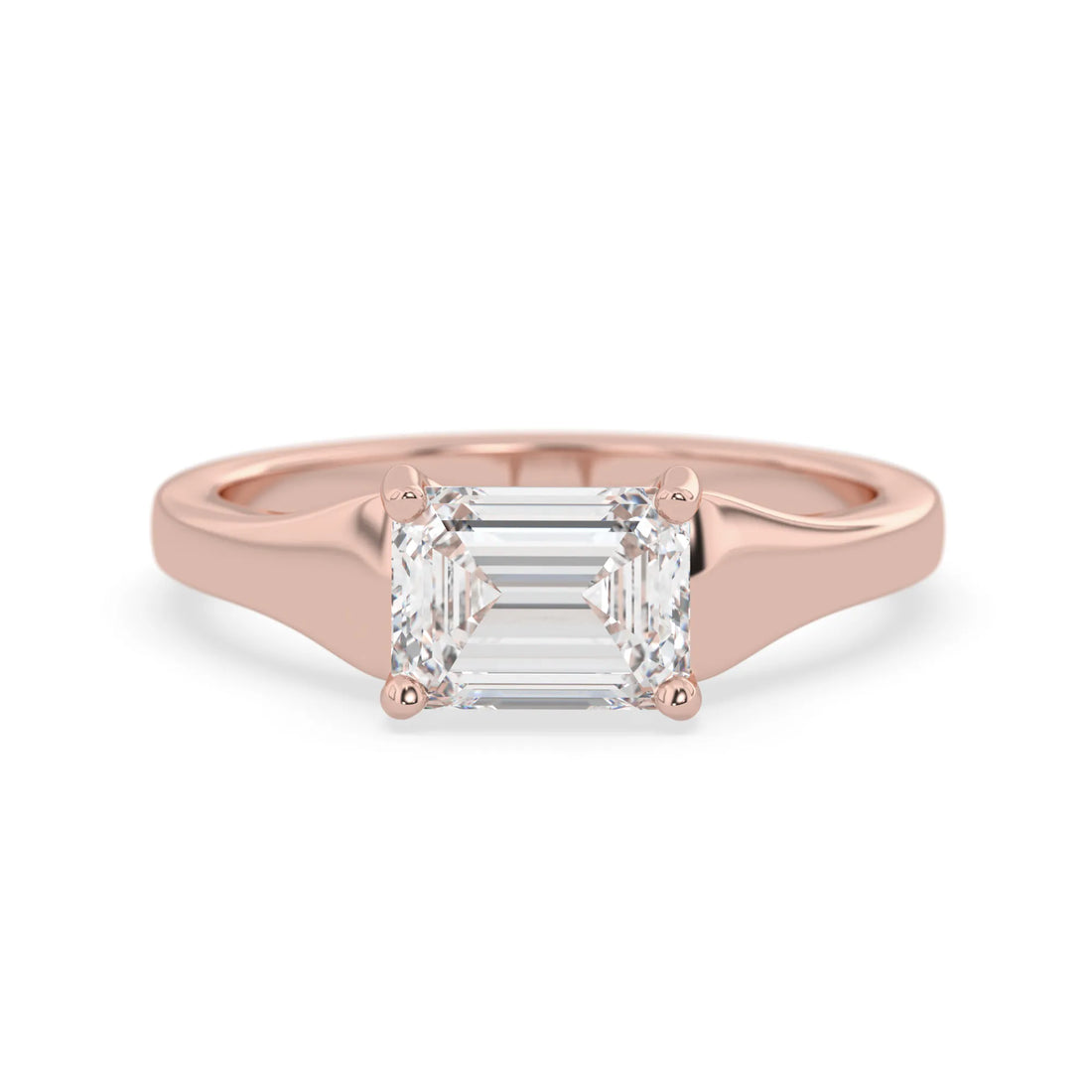 OctaPearl 1.5 ct Emerald East West Lab Grown Diamond Solitaire Engagement Ring