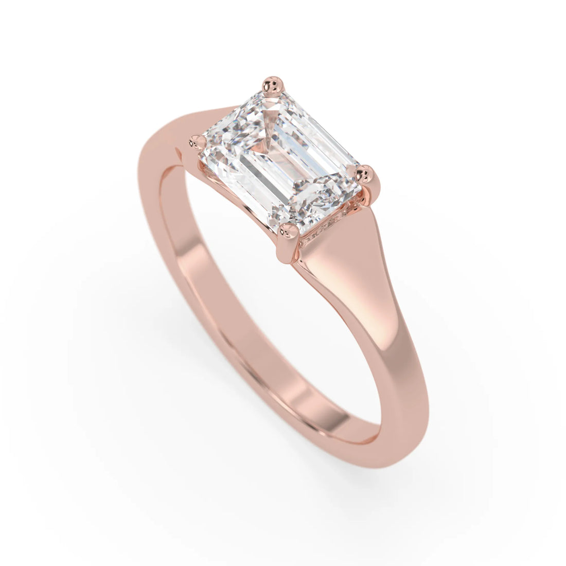 OctaPearl 1.5 ct Emerald East West Lab Grown Diamond Solitaire Engagement Ring